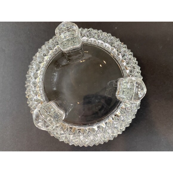 Indiana Glass Bowl Candy Dish Crystal Diamond Point, Footed (3) Vintage Pristine - Picture 6 of 10